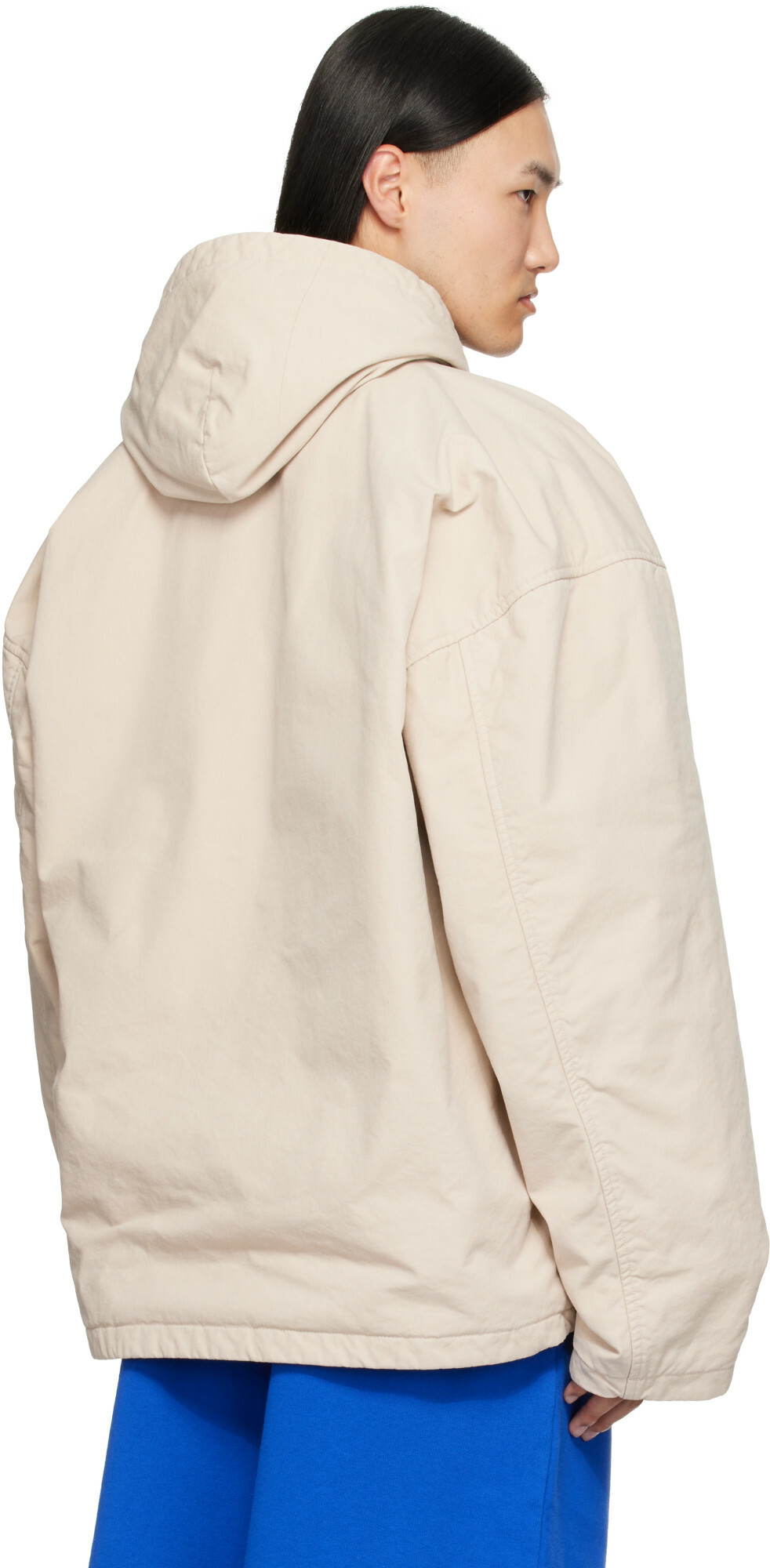 Balenciaga Beige Hooded Zip Up Jacket