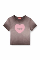 Diesel Ribbed T-shirt with watercolour heart D - T-Shirts Womens in Violet