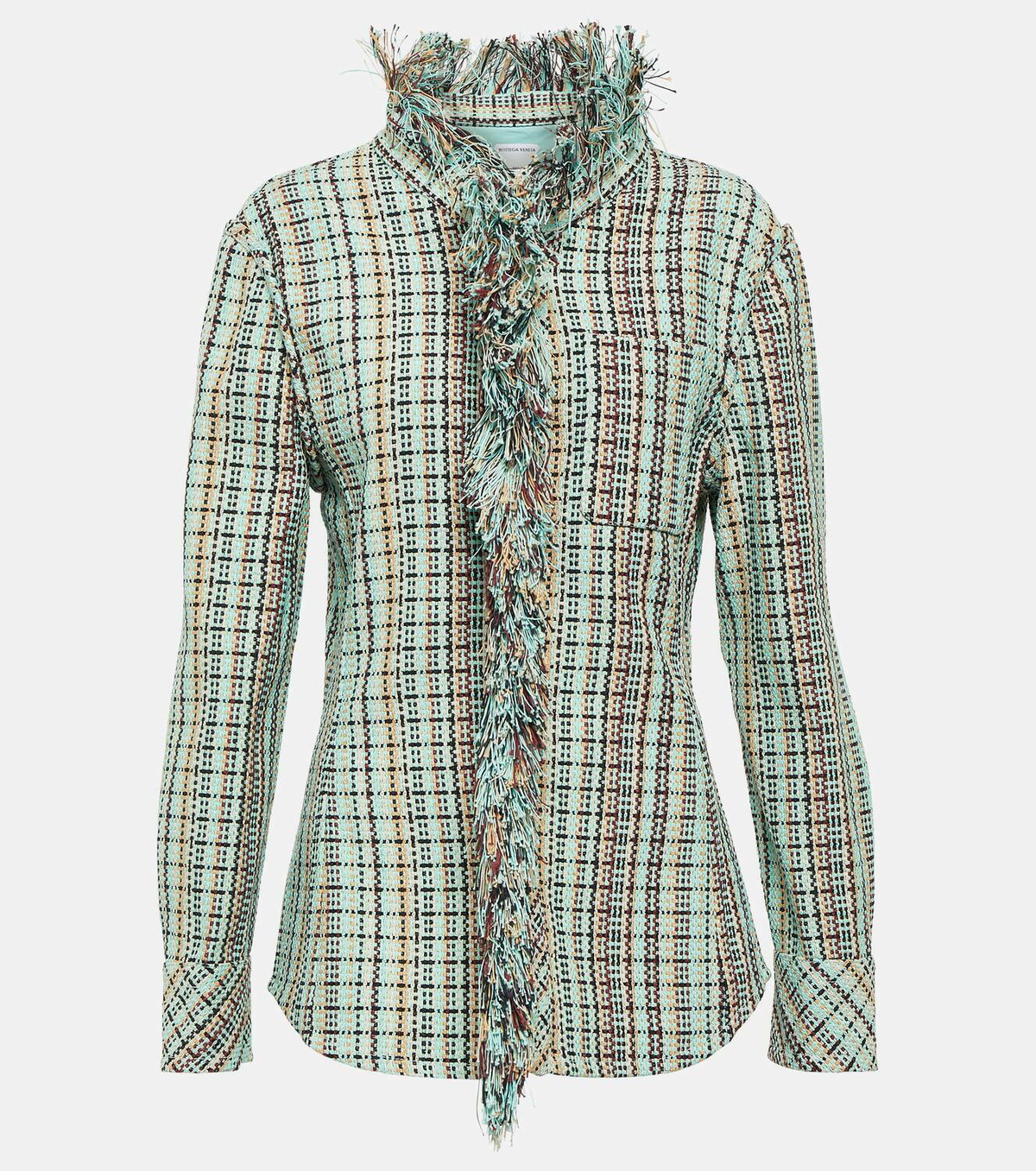 Bottega Veneta Fringed checked tweed jacket Bottega Veneta