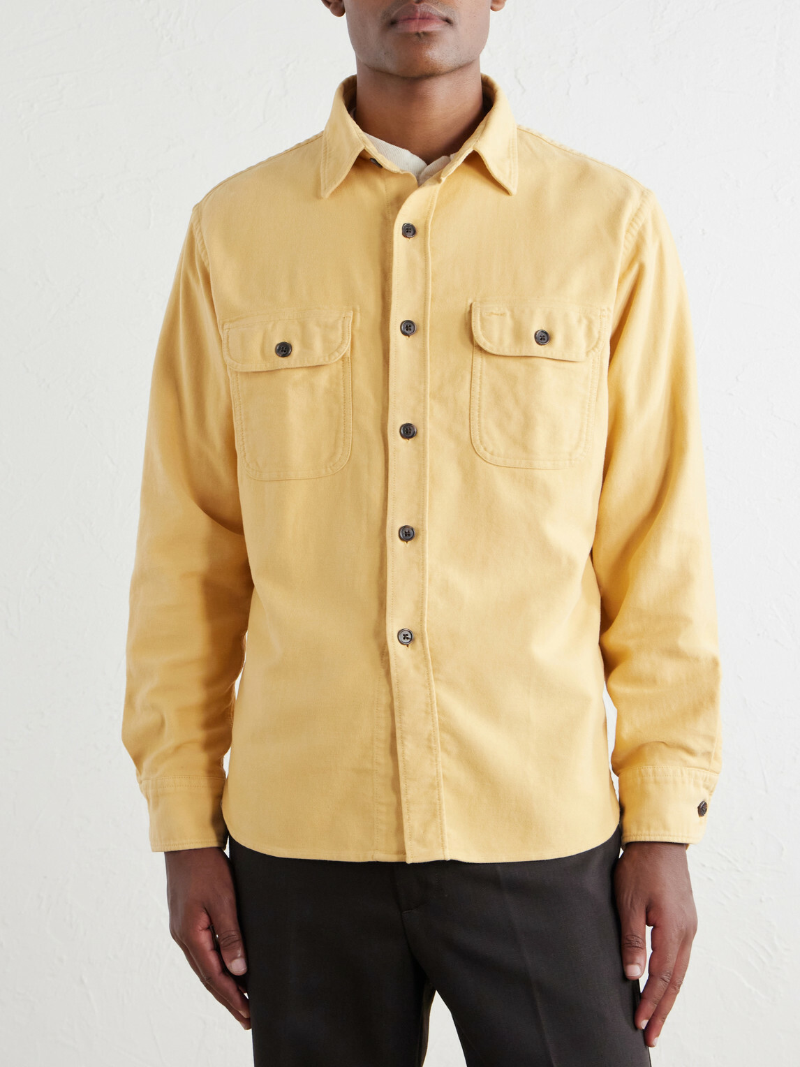 Hartford - Paco Cotton-Flannel Shirt - Yellow