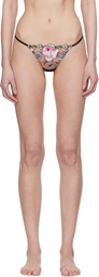Fleur du Mal Multicolor Fidelia Embroidery V-String Thong