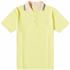 Maison Kitsuné Men's Tonal Fox Head Patch Polo Shirt in Lemon