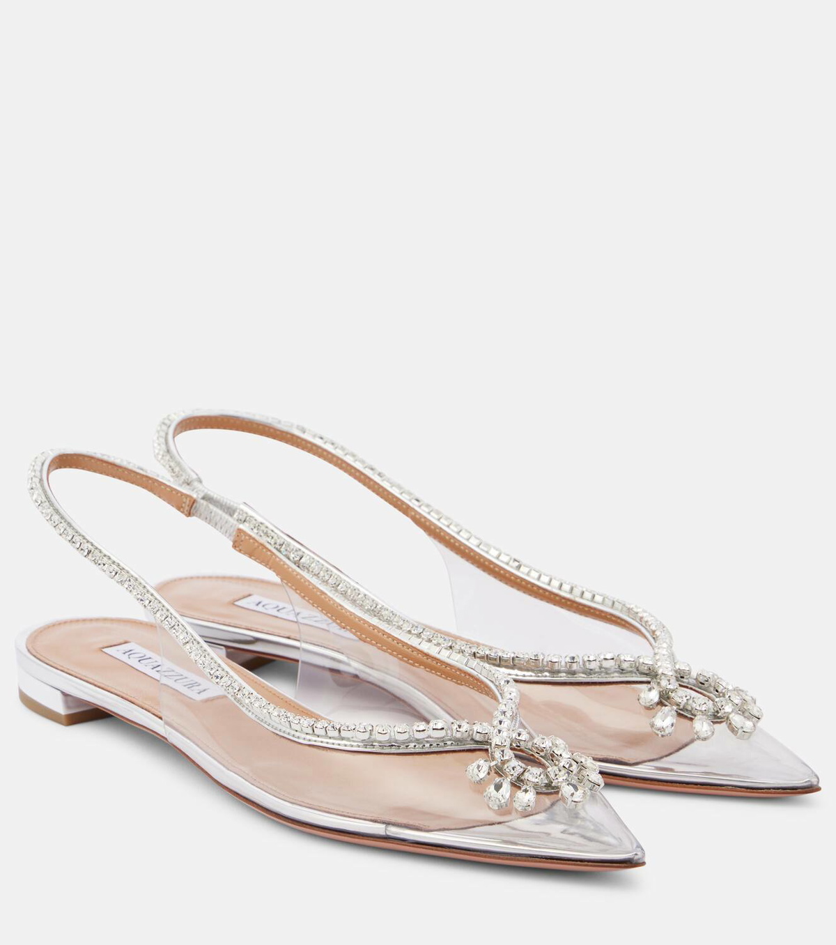 Aquazzura Seduction crystal-embellished PVC slingback flats Aquazzura