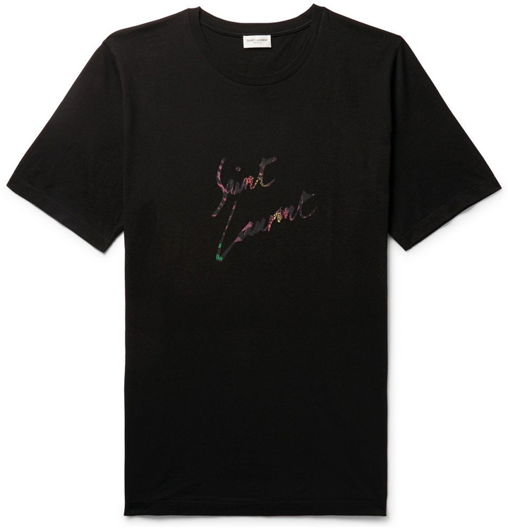 Photo: Saint Laurent - Logo-Print Cotton-Jersey T-Shirt - Men - Black