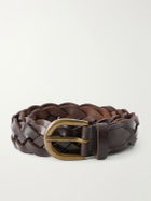 MORJAS - 3cm Braided Leather Belt - Brown