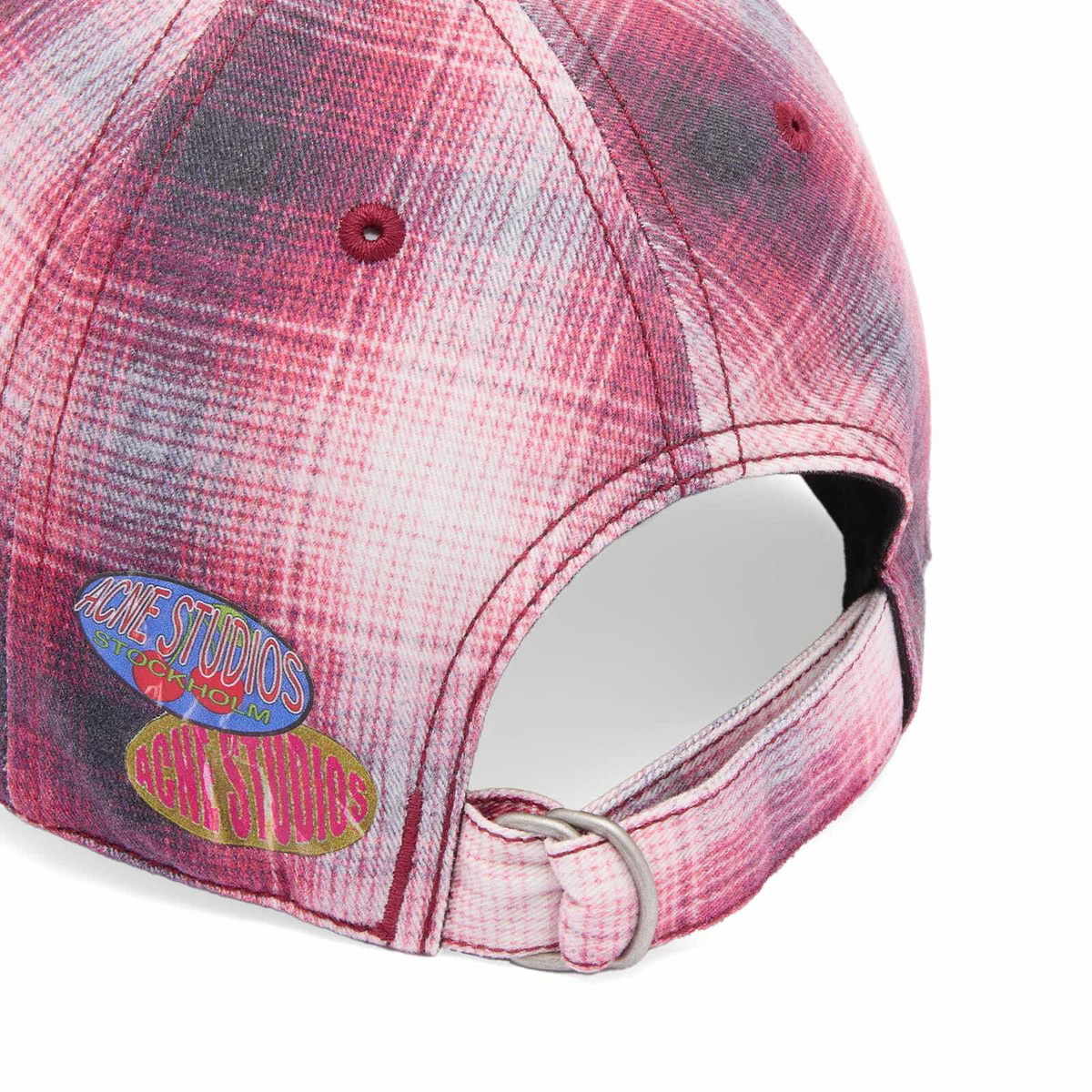 Acne Studios チェック ベースボールキャップ Acne Studios Men's Plaid Check Cap in Red/Blue Acne Studios
