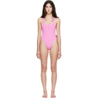 Marine Serre Pink Moon Printed Jersey One-Piece Swimsuit