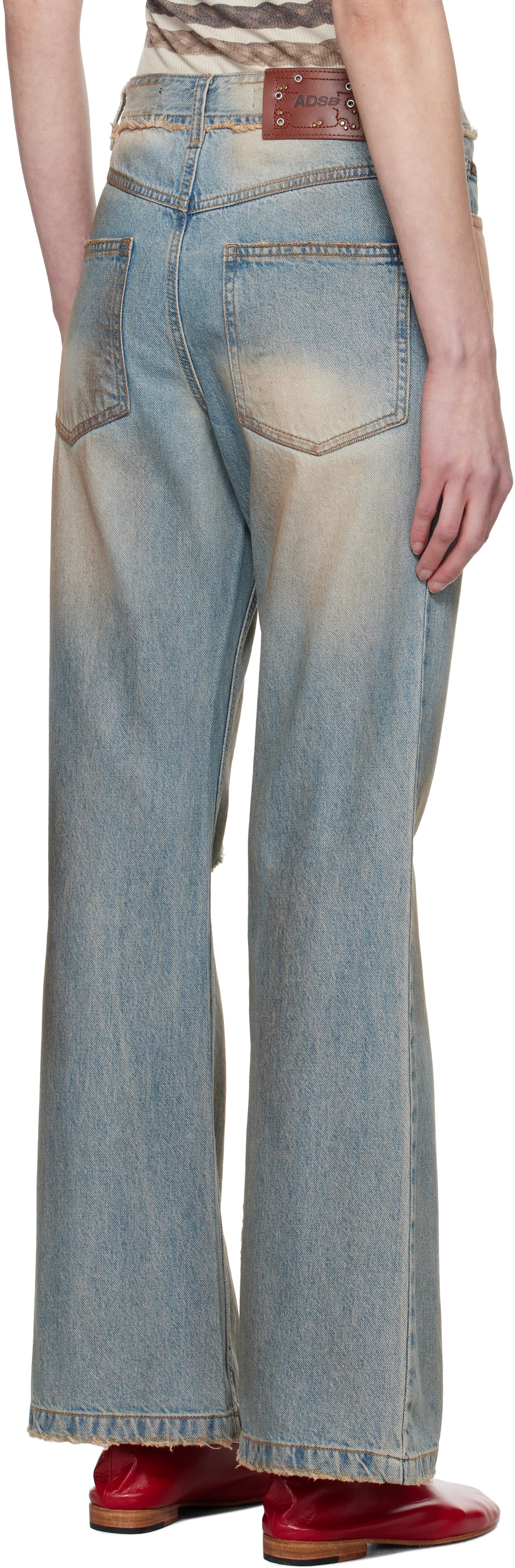 Andersson Bell Blue Deconstructed Dirty Wash Bootcut Jeans