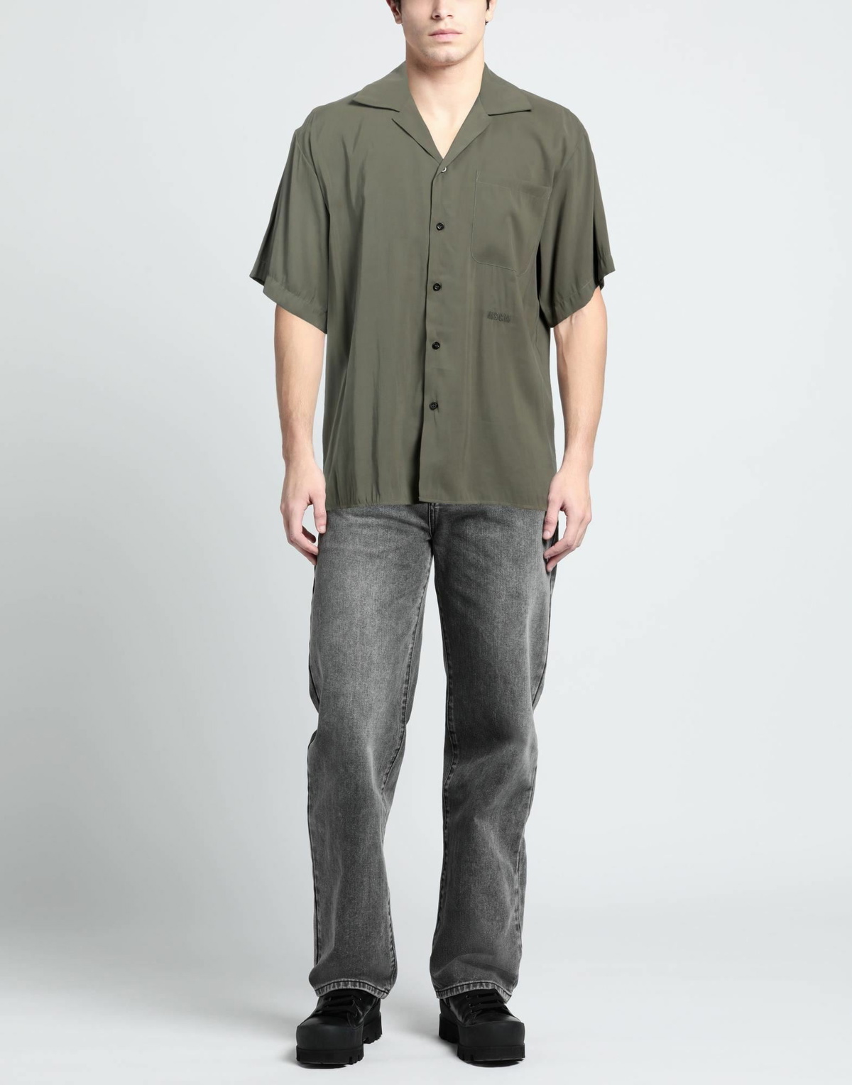 Msgm Mens Shirt Military in Green