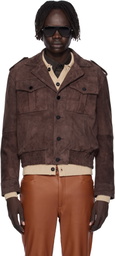 Ernest W. Baker Brown Suede Military Bomber Jacket