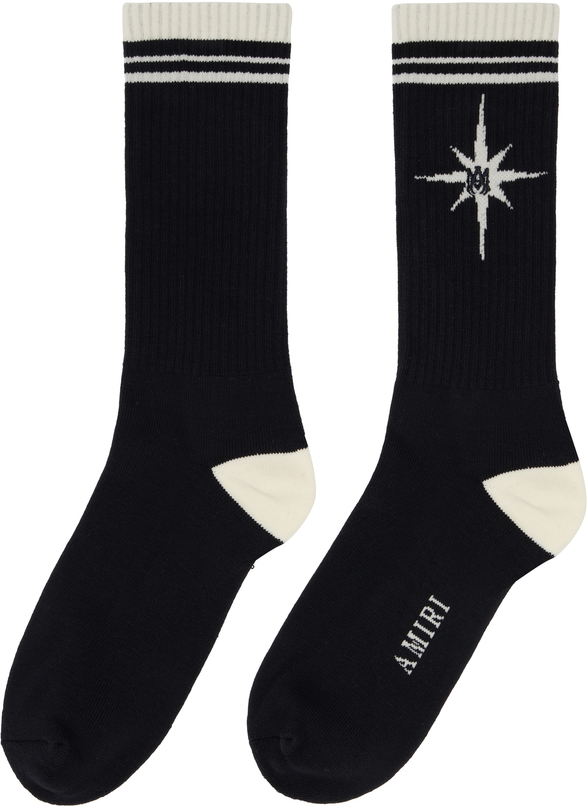 AMIRI Black & Off-White Starburst Socks