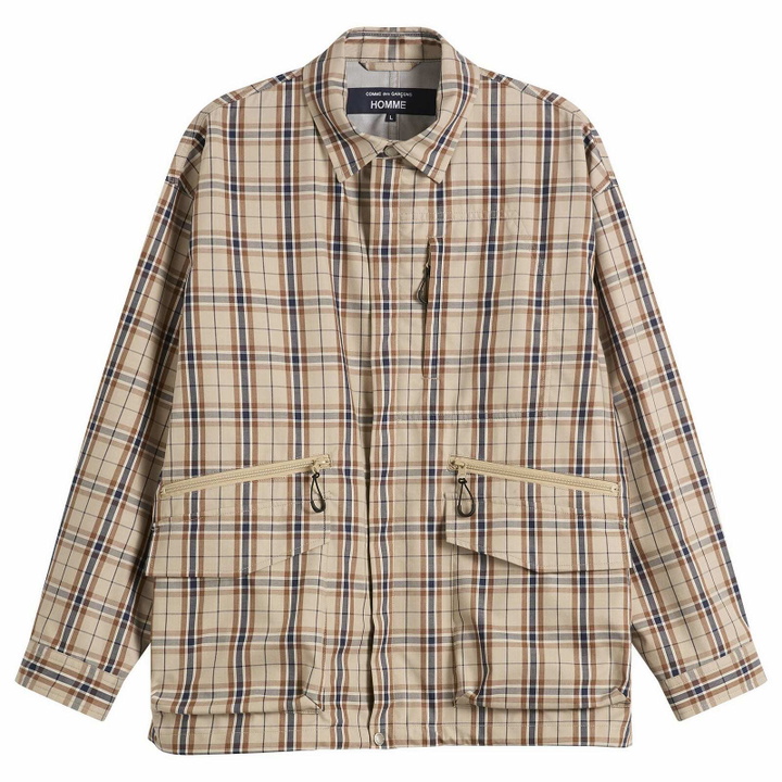 Photo: Comme des Garçons Homme Men's Check Triple Layer Jacket in Beige/Navy/Brown