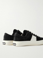 TOM FORD - Cambridge Leather-Trimmed Suede Sneakers - Black