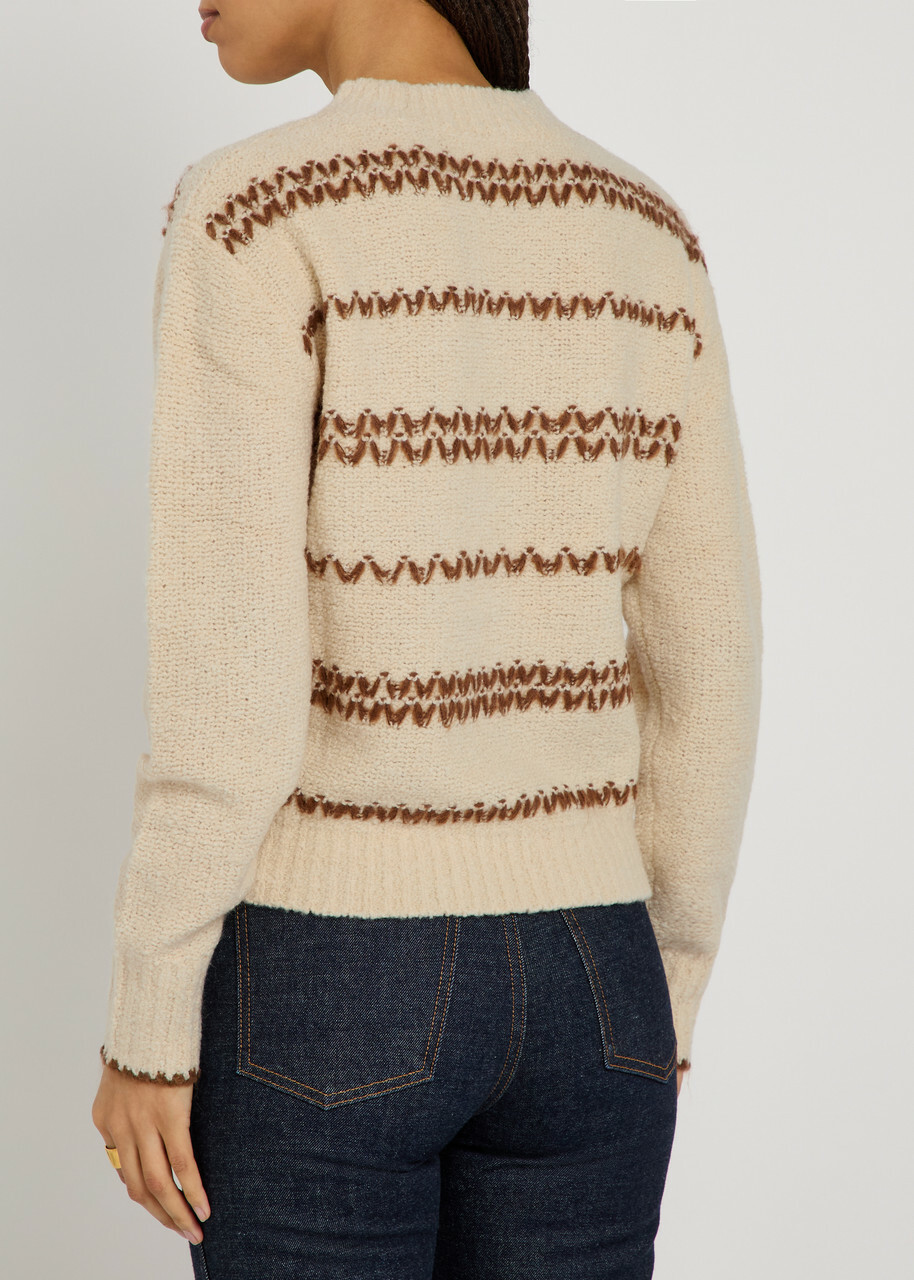 Isabel Marant étoile Roxane Embroidered Wool-blend Jumper Ecru