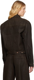 Entire Studios Brown Shrunken Denim Jacket