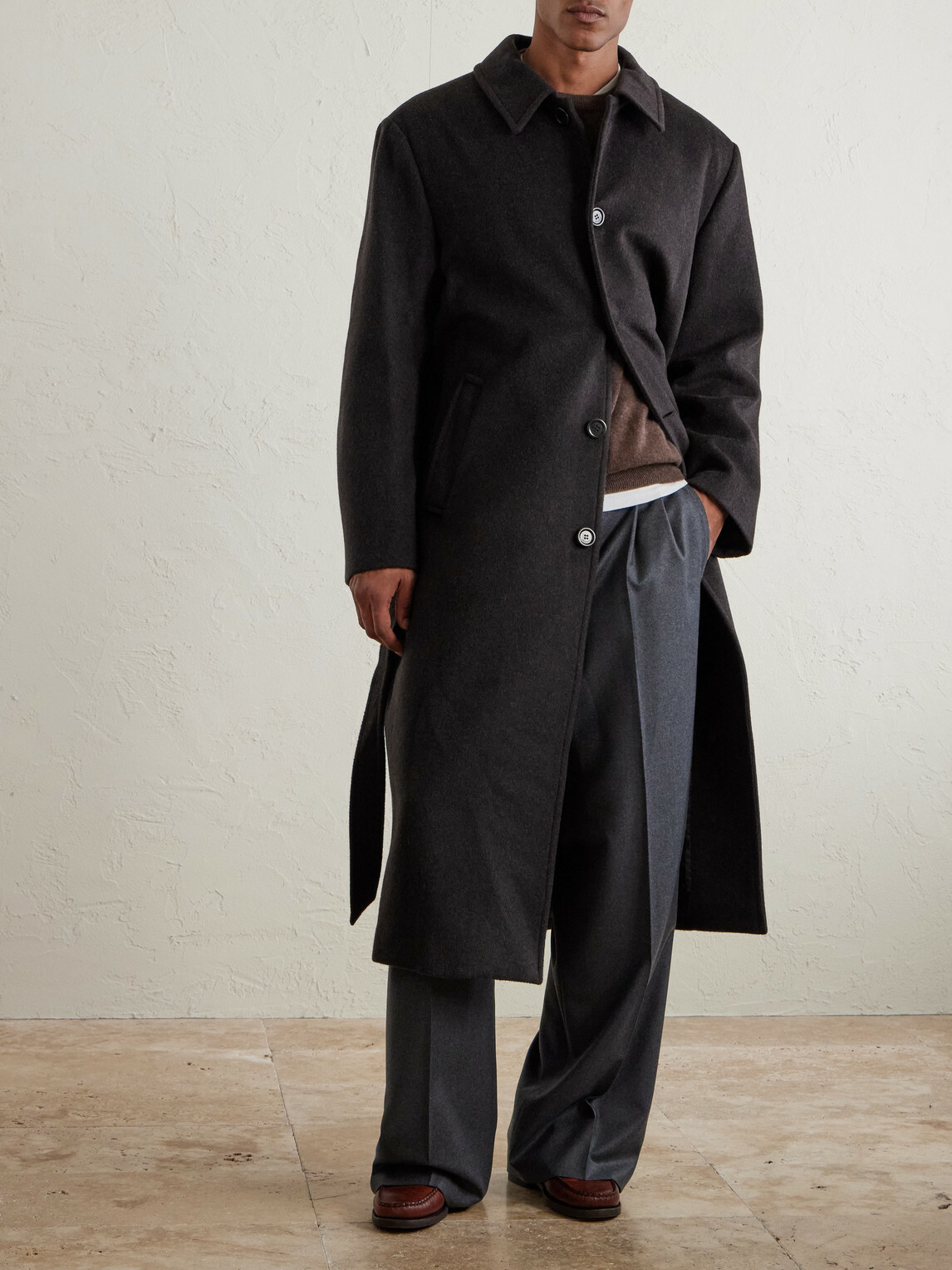 Amomento - Belted Wool-Blend Coat - Brown