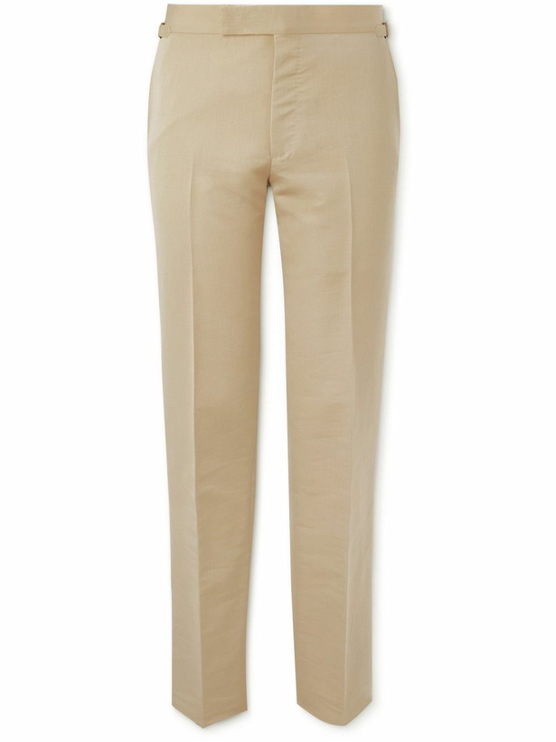 Photo: TOM FORD - Straight-Leg Cotton and Silk-Blend Suit Trousers - Neutrals