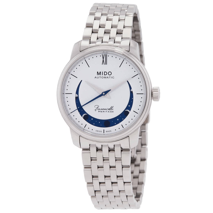 Photo: Mido Baroncelli Smiling Moon Automatic White Dial Ladies Watch M0272071101001