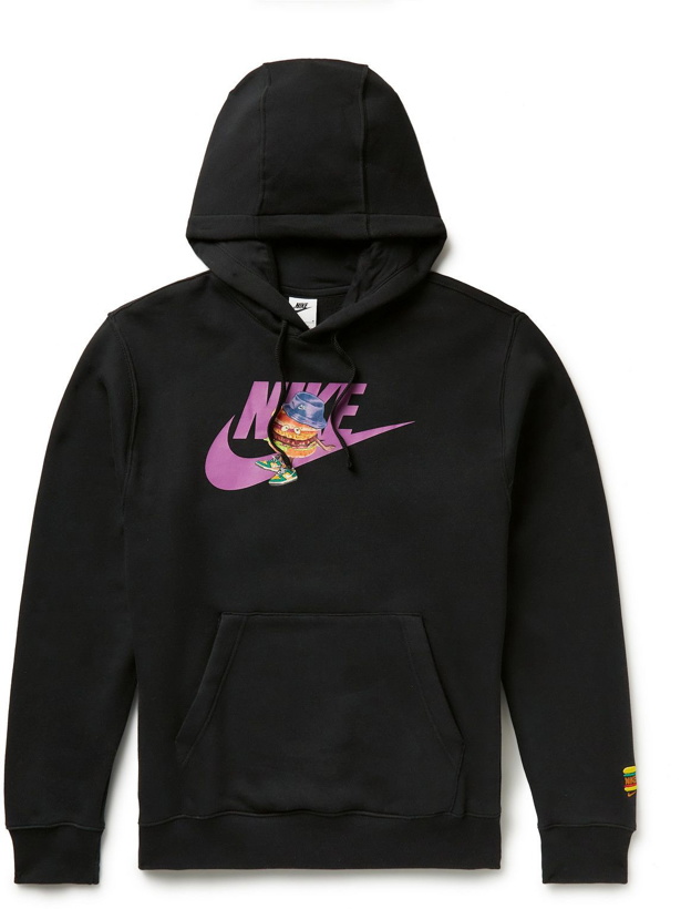 Photo: Nike - Sportswear Logo-Print Cotton-Blend Jersey Hoodie - Black