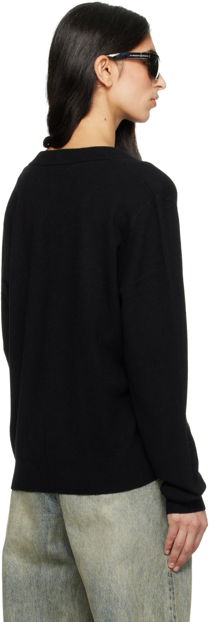 Entire Studios Black Knit V Neck Sweater