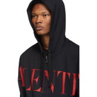 Valentino Black and Red Logo Hoodie