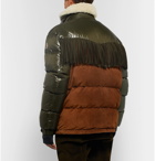 Moncler Genius - Faux Shearling-Lined Fringed Suede-Panelled Ski Jacket - Green