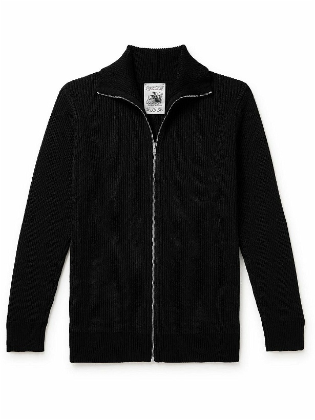 Photo: S.N.S Herning - Ribbed Wool Zip-Up Sweater - Black