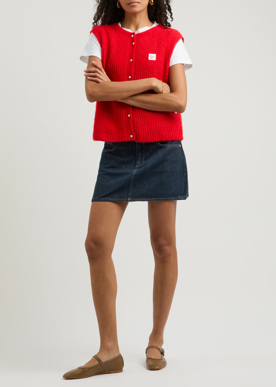 Paige Ryder Denim Mini Skirt Dark Blue