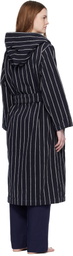 Tekla Black & White Terry Hooded Bathrobe
