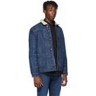 Levis Made and Crafted Blue Denim Type II Sherpa Trucker Jacket