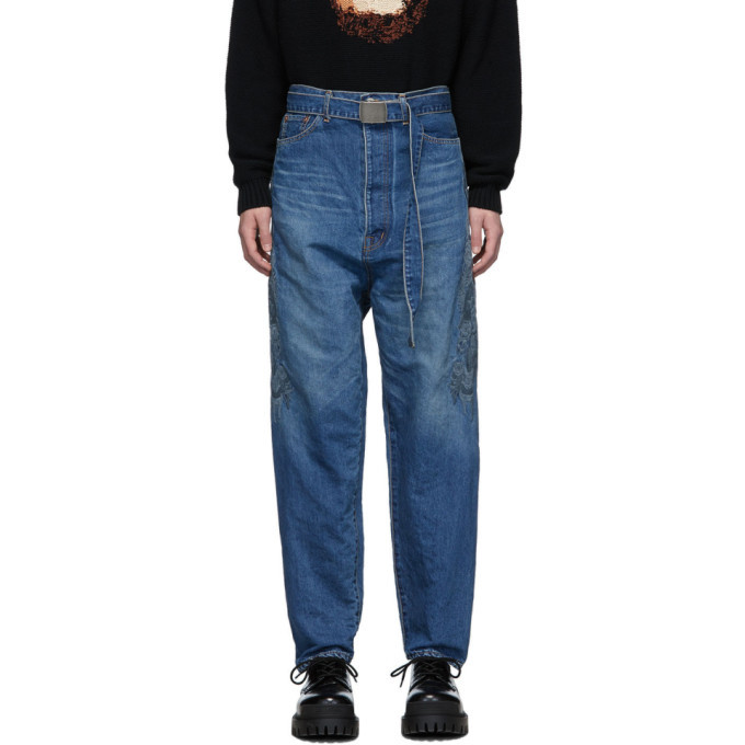 Doublet Blue Hemp Chaos Embroidery Jeans Doublet