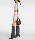 Coperni Leather-trimmed denim knee-high boots