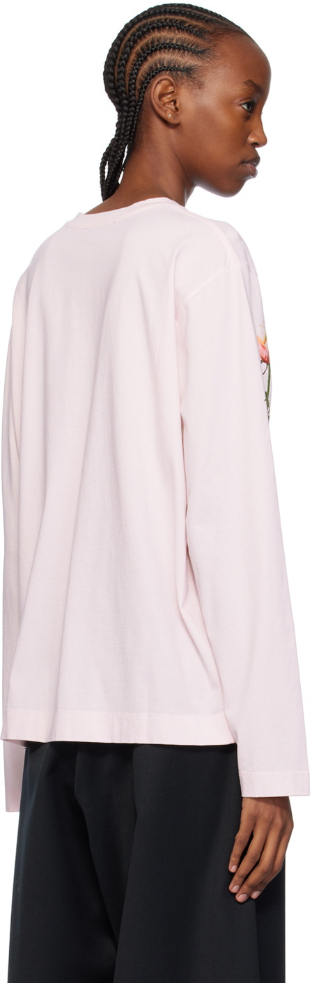 Simone Rocha Pink Rose Long Sleeve T-Shirt Simone Rocha