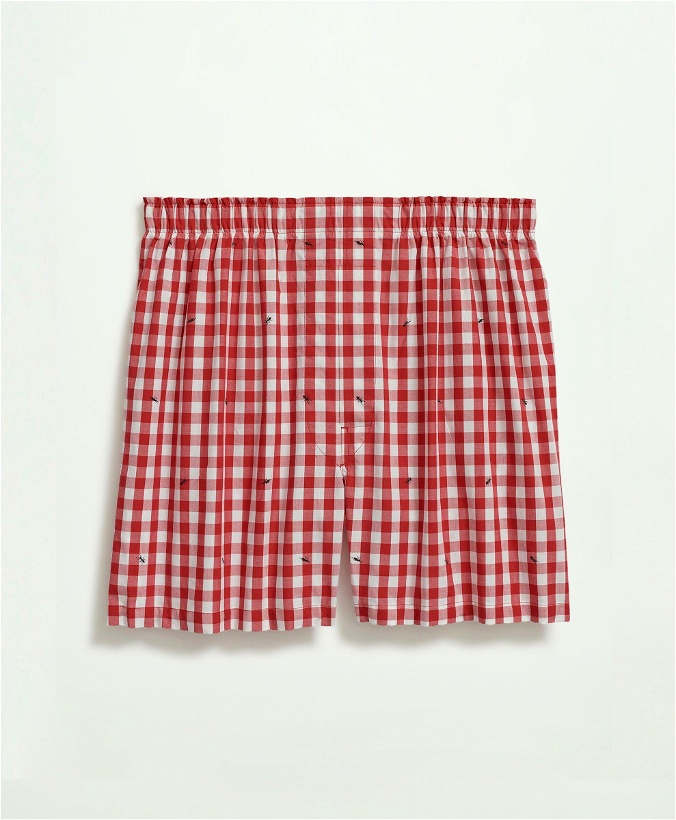 Photo: Brooks Brothers Men's Cotton Broadcloth Print Boxers | Red