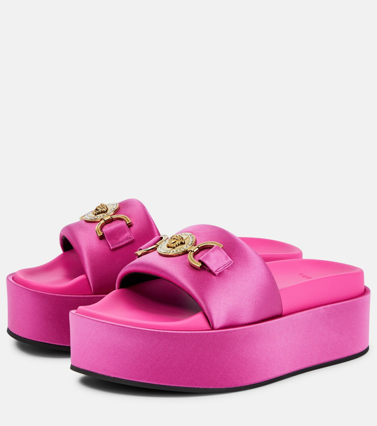 VIP【関税送料無料】希少 VERSACE FUCSIA SATIN MEDUSA SANDALS Versace - Medusa Biggie satin platform sandals Versace