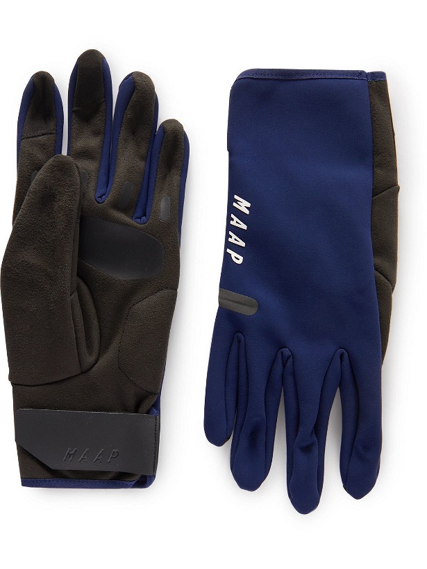 Photo: MAAP - Apex Deep Logo-Print Shell and Fleece Cycling Gloves - Blue