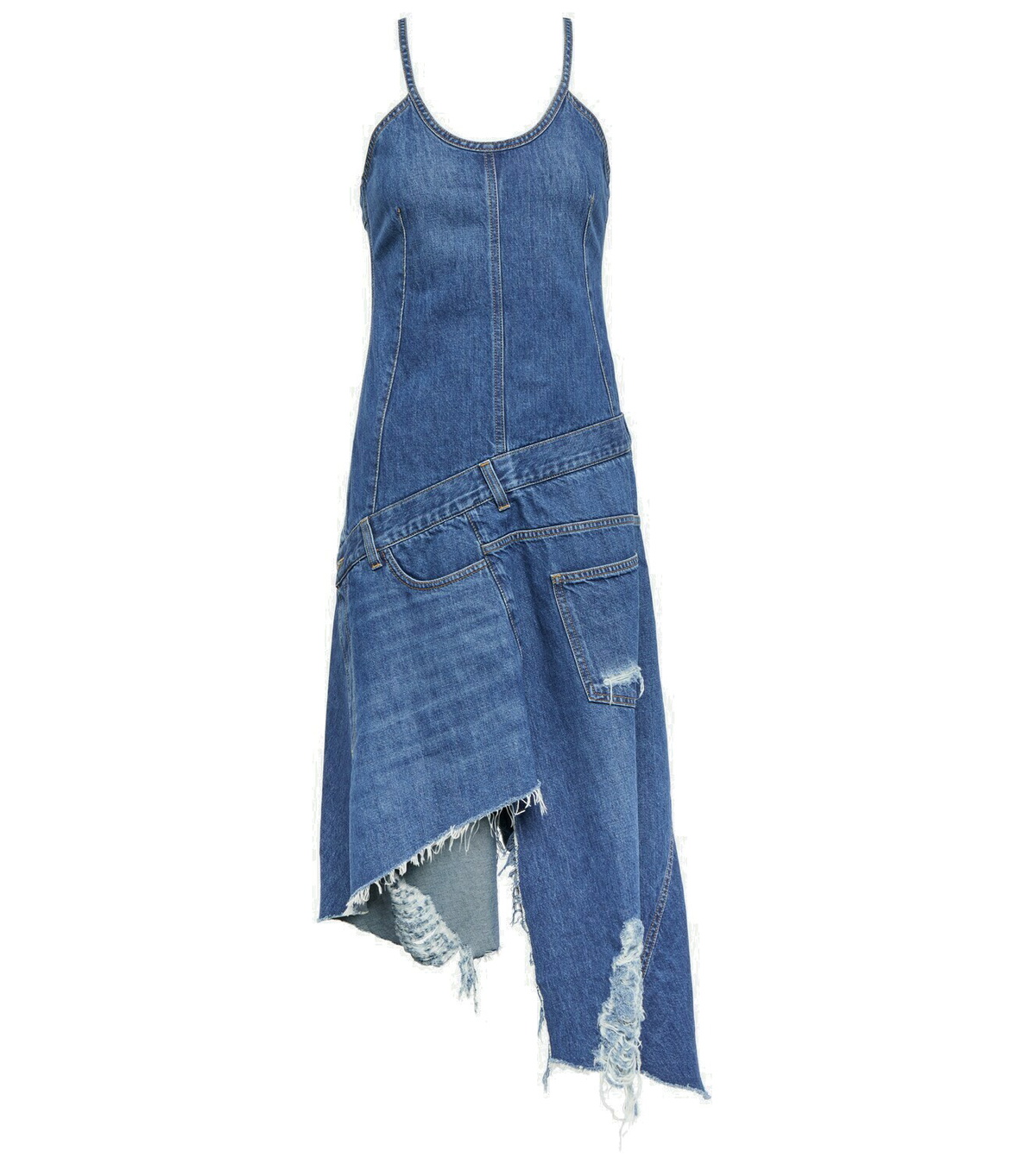 JW Anderson - Deconstructed denim midi dress JW Anderson
