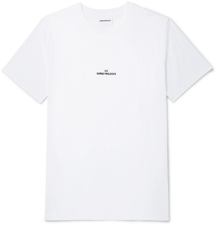 Photo: Norse Projects - Niels Logo-Embroidered Cotton-Jersey T-Shirt - White