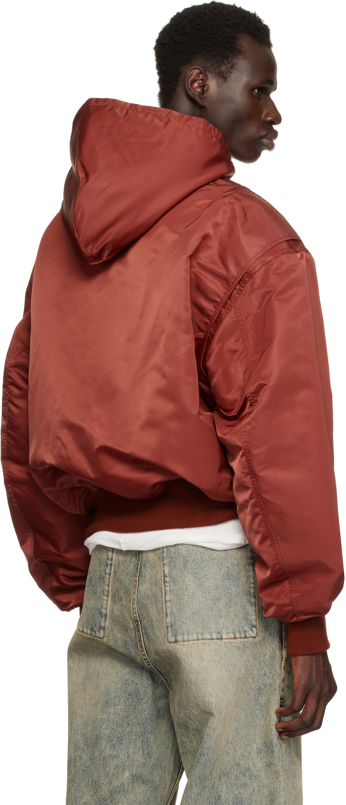 Entire Studios Red Hooded Broad Bomber Jacket Entire Studios