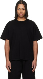 Les Tien Black Lightweight Binded Neck Oversized T-shirt