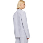 Tekla Blue & White Poplin Long-Sleeved Pyjama Shirt