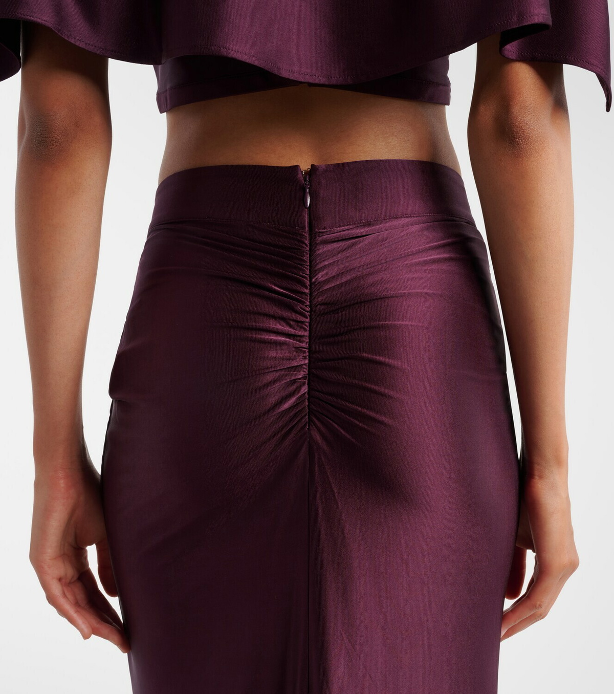 Rabanne Gathered satin maxi skirt