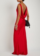 Norma Kamali Sleeveless Low Back Drape Satin Gown Red