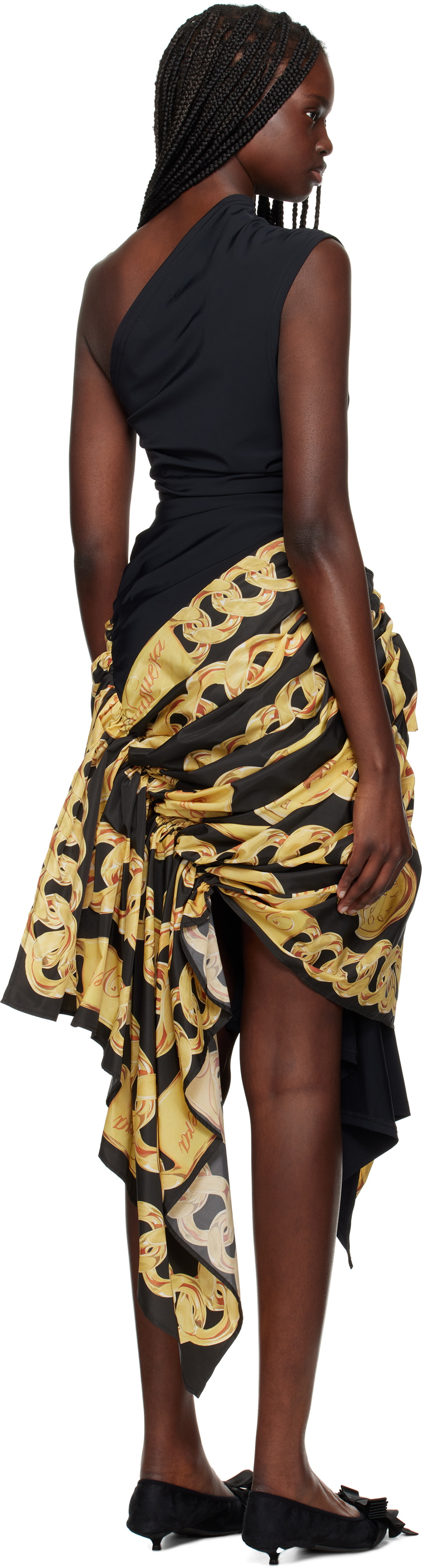VAQUERA Black & Yellow Scarf Minidress