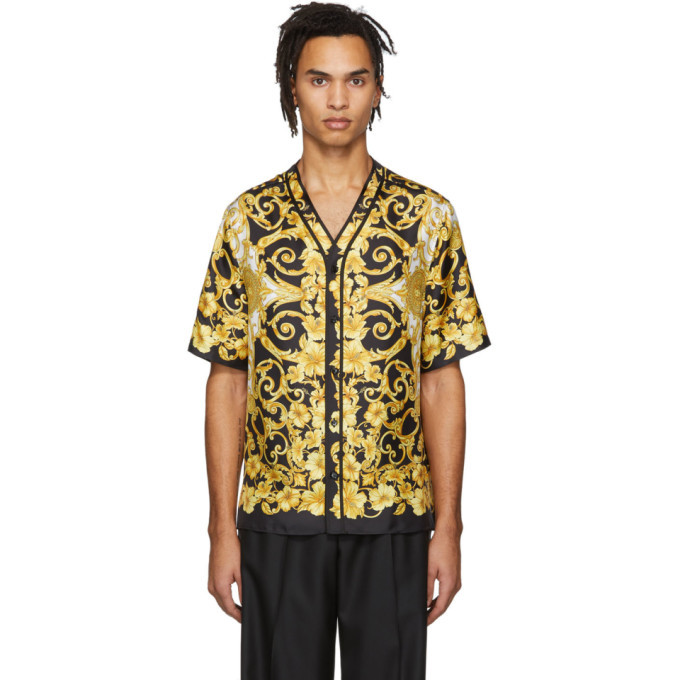 Photo: Versace Black and Yellow Silk Hibiscus Shirt