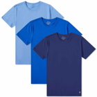 Polo Ralph Lauren Men's Crew Base Layer T-Shirt - 3 Pack in Navy/Sapphire/Bermuda Blue