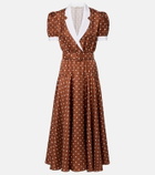Rodarte Belted polka-dot silk twill midi dress