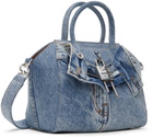 Givenchy Blue Mini Antigona Lock Denim Bag