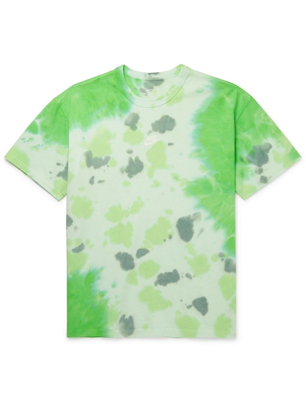 Photo: NIKE - NSW Logo-Print Tie-Dyed Cotton-Jersey T-Shirt - Green