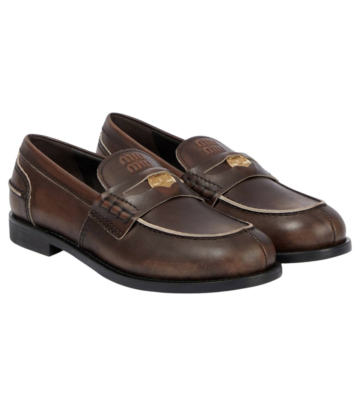 Miu Miu Logo leather-trimmed loafers Miu Miu